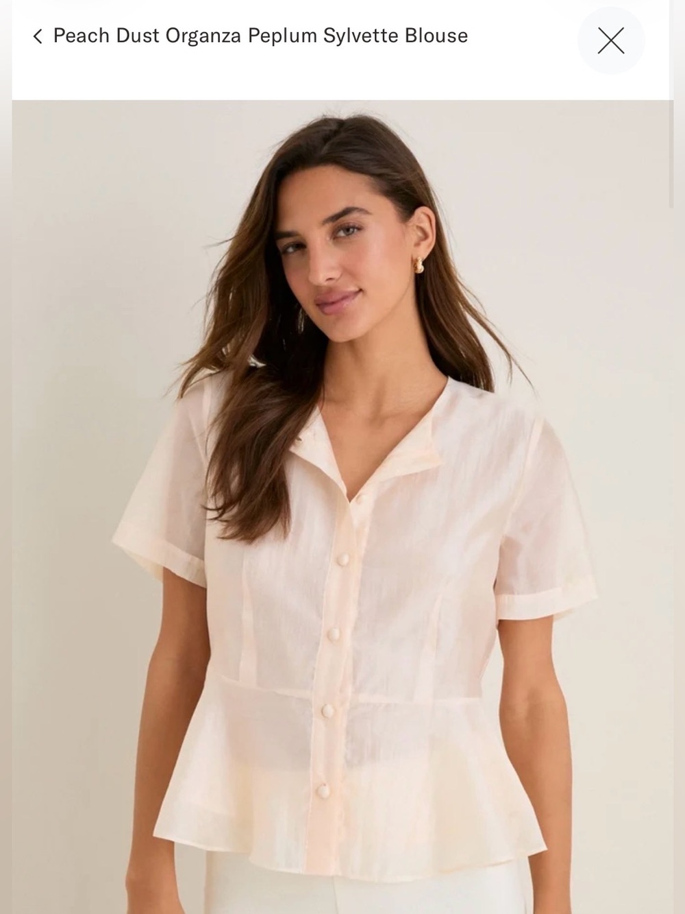 Peach Dust Organza Peplum Sylvette Blouse